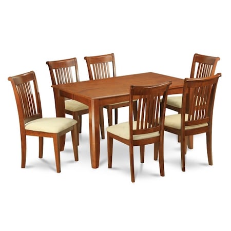 East West Furniture 9 Piece Dining Room Table Set-Table With Leaf and 8 Kitchen Chairs PFPO9-SBR-C